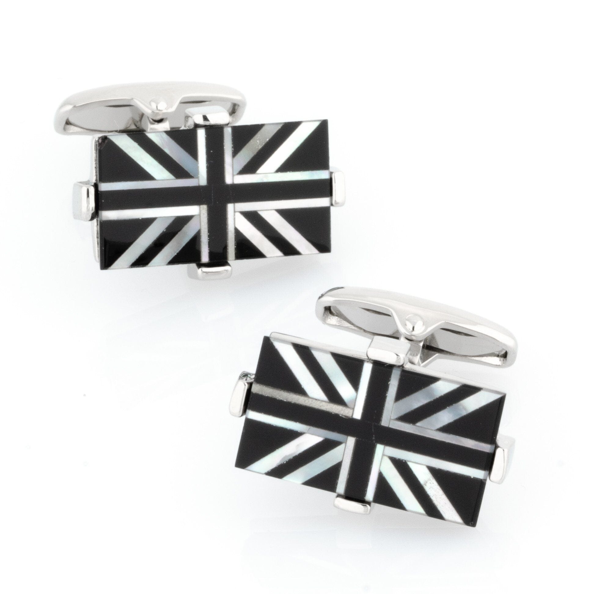 Union Jack - Flag of United Kingdom Cufflinks - Onyx & Mother of Pearl Novelty Cufflinks Clinks Australia Union Jack - Flag of England UK Cufflinks in Onyx and Mother of Pearl 