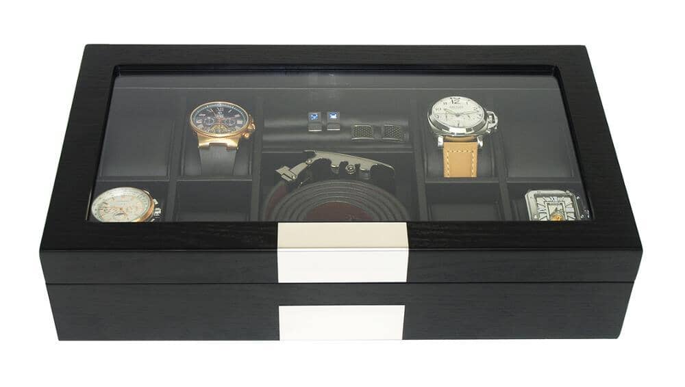 Black Wooden Watch Box for 8 Watches+ Organiser Watch Boxes Clinks 