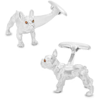 Silver Bulldog Cufflinks with Brown Crystal Eyes Novelty Cufflinks Clinks Australia Silver Bulldog Cufflinks with Brown Crystal Eyes