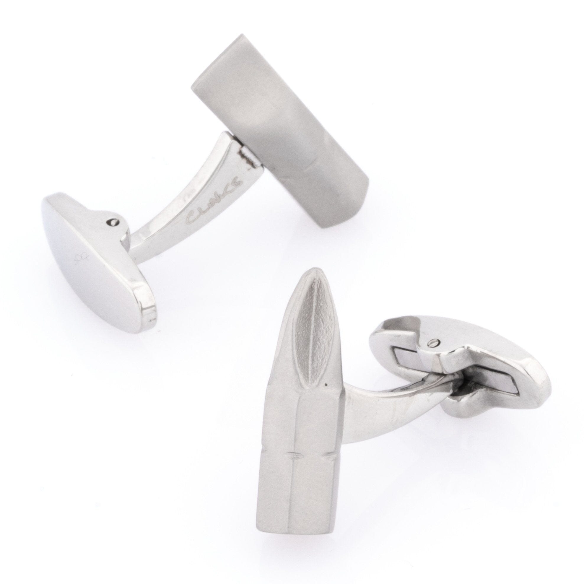 Screwdriver Bit Flat-head and Phillips Brushed Silver Cufflinks Novelty Cufflinks Clinks Australia 