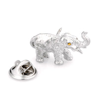 Brushed Silver Elephant Lapel Pin Lapel Pin Clinks Default