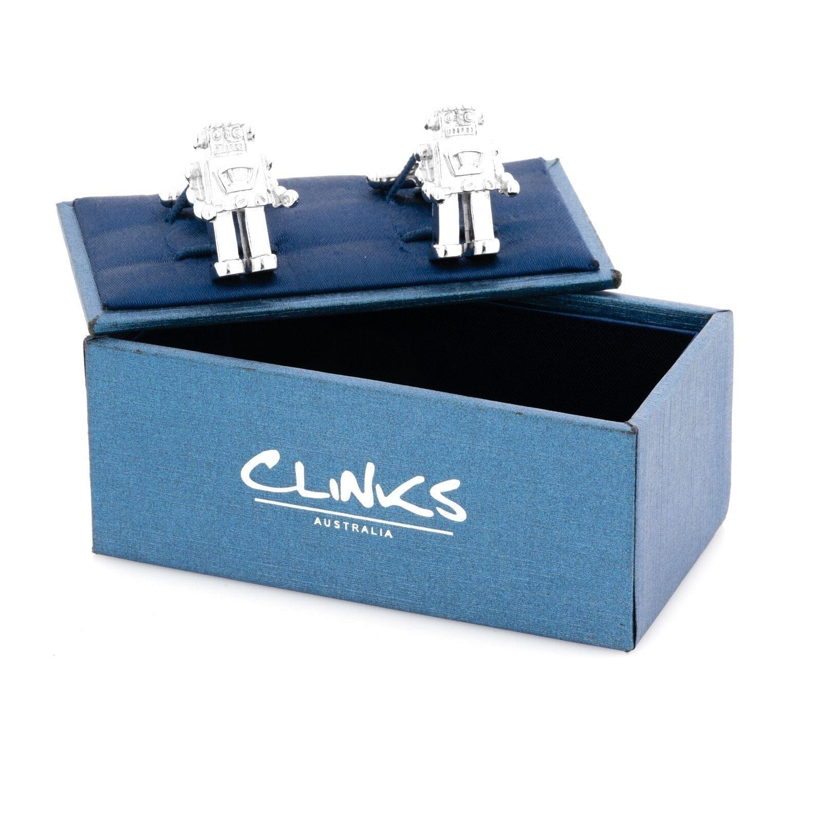 Robot Cufflinks in Shiny Silver Novelty Cufflinks Clinks Australia 