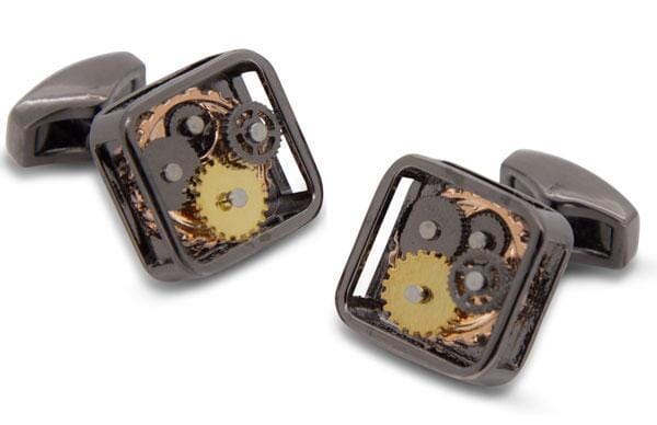 Steampunk Gear Cufflinks in Gunmetal Novelty Cufflinks Clinks Australia Steampunk Gear Cufflinks in Gunmetal 