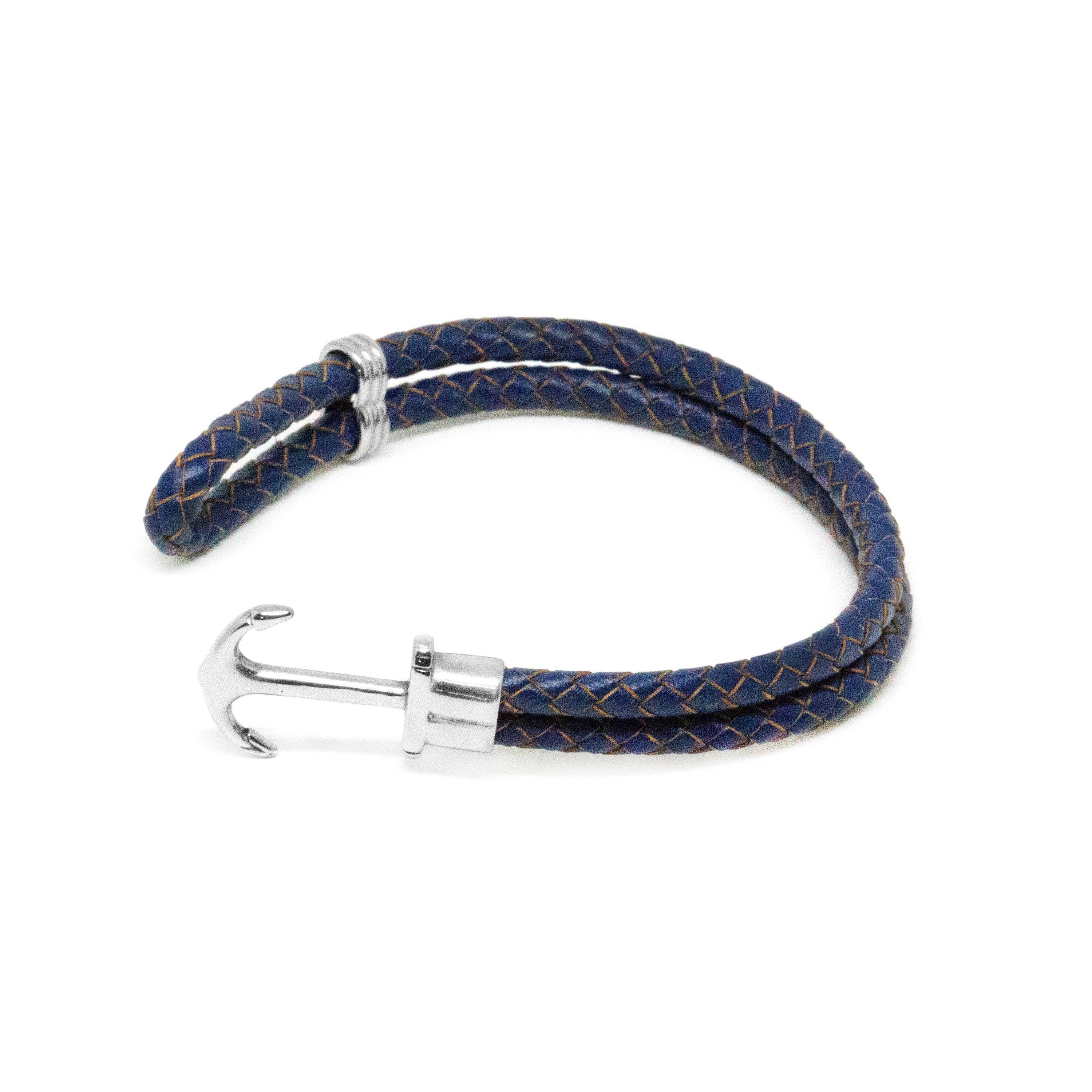 Double Navy Blue Leather Anchor Bracelet Bracelet Clinks Australia 
