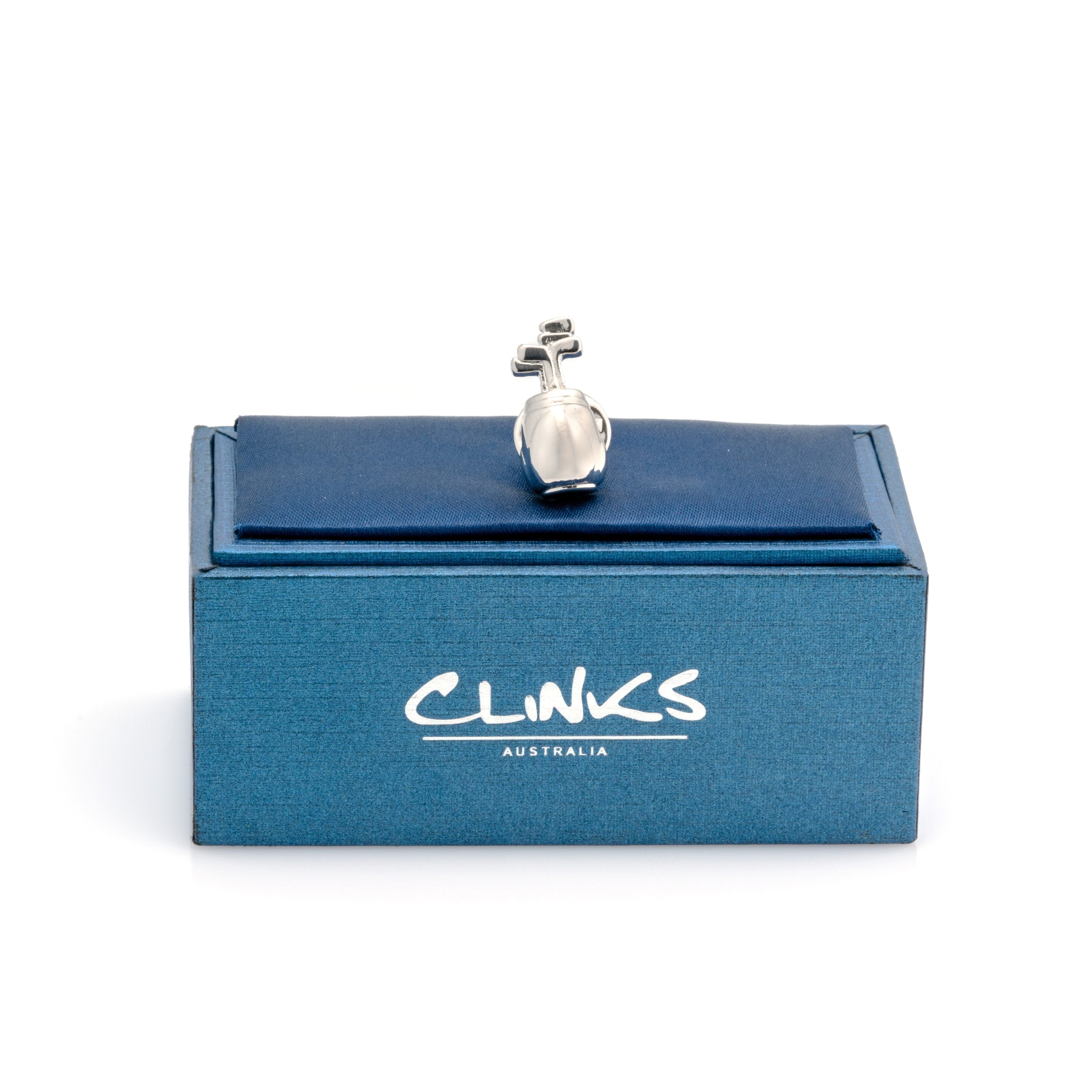 Silver Golf Bag with Clubs Lapel Pin Lapel Pin Clinks 