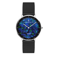 Gatsby Cliff Blue Swiss Opal Watch 36MM with Black Mesh Strap Watches Clinks