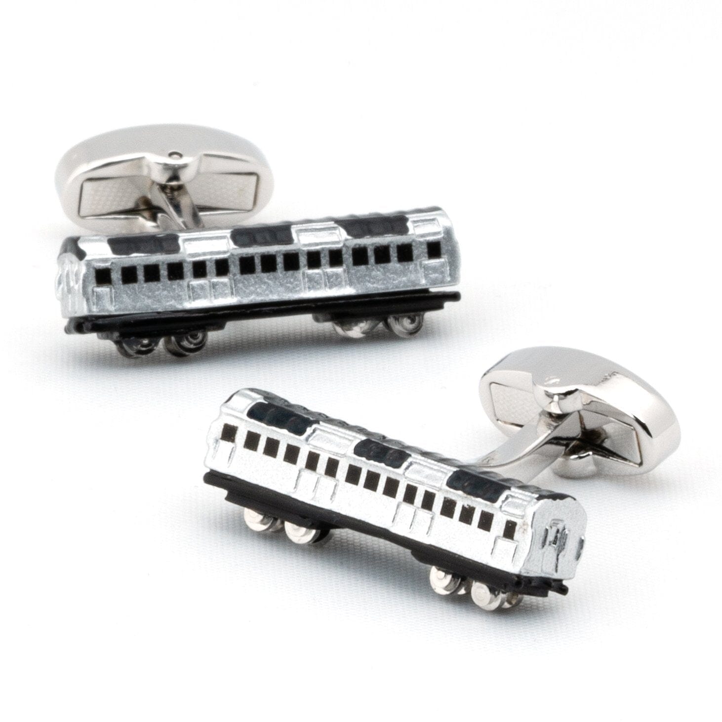 Silver and Black Train Carriage Cufflinks Novelty Cufflinks Clinks Australia 