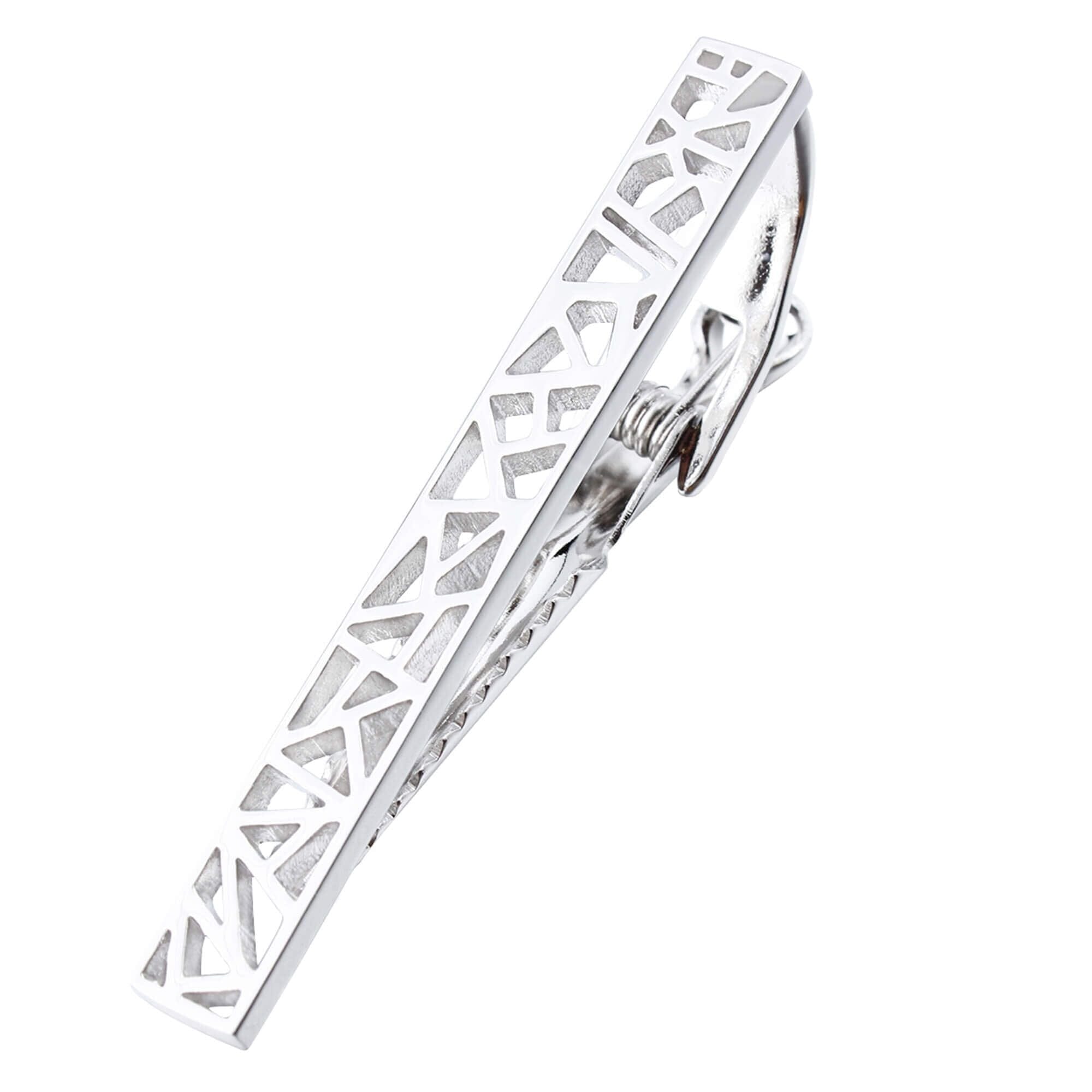 Geometric Shapes Silver Tie Clip Tie Bars Clinks Australia 