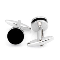 Round Black Silver II Cufflinks Classic & Modern Cufflinks Clinks Australia