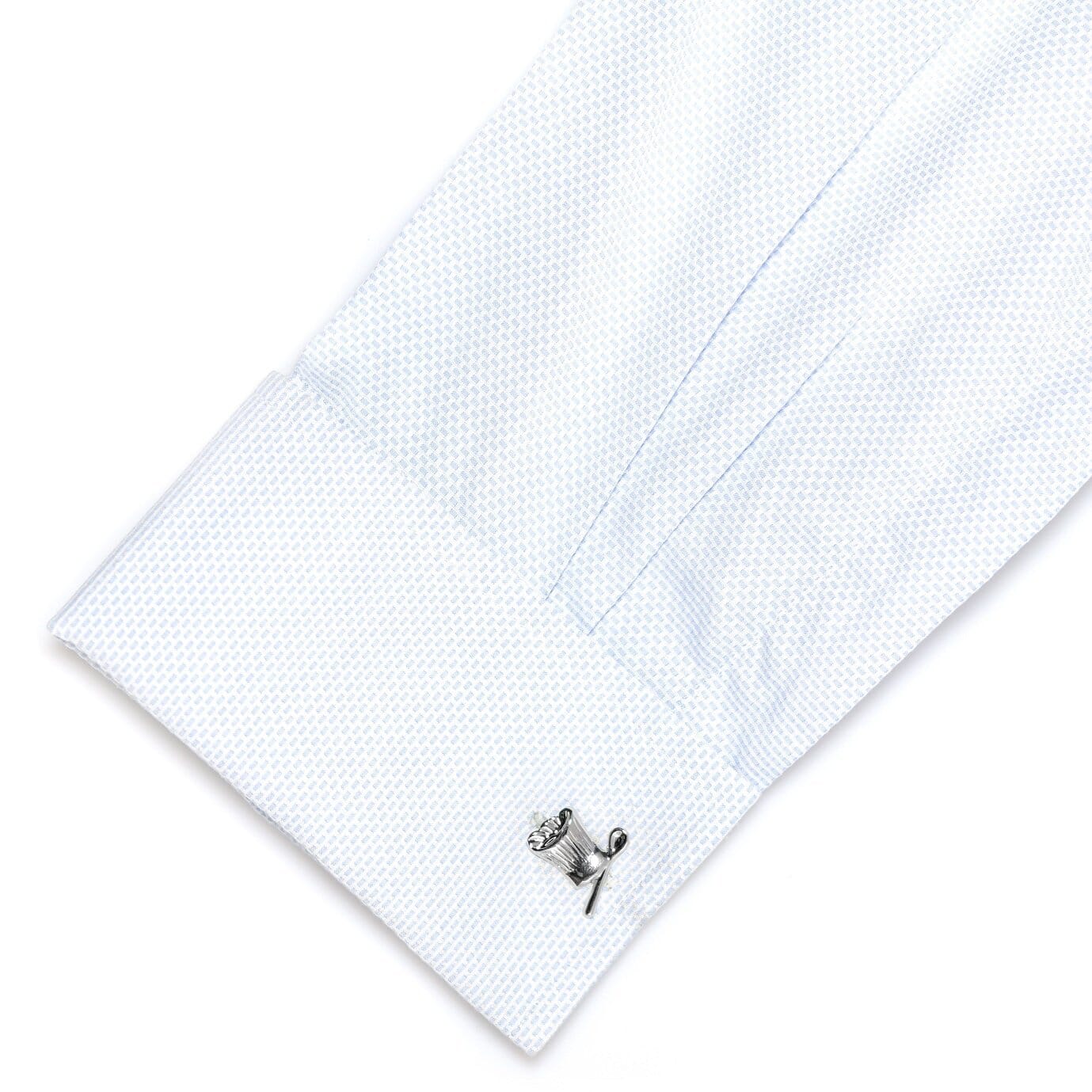 Chefs Hat & Spoon Silver Cufflinks Novelty Cufflinks Clinks Australia 