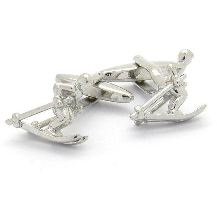 Skiing Silver Cufflinks Novelty Cufflinks Clinks Australia Skiing Silver Cufflinks 