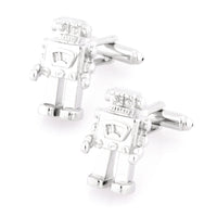 Robot Cufflinks in Shiny Silver Novelty Cufflinks Clinks Australia