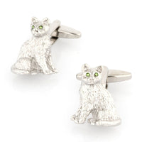 Silver cat with Crystal Eyes Cufflinks Novelty Cufflinks Clinks Australia