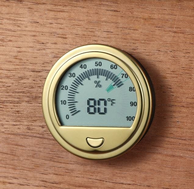 Round Digital Hygrometer Gauge in Gold for Cigars Cigar Boxes Clinks Australia 