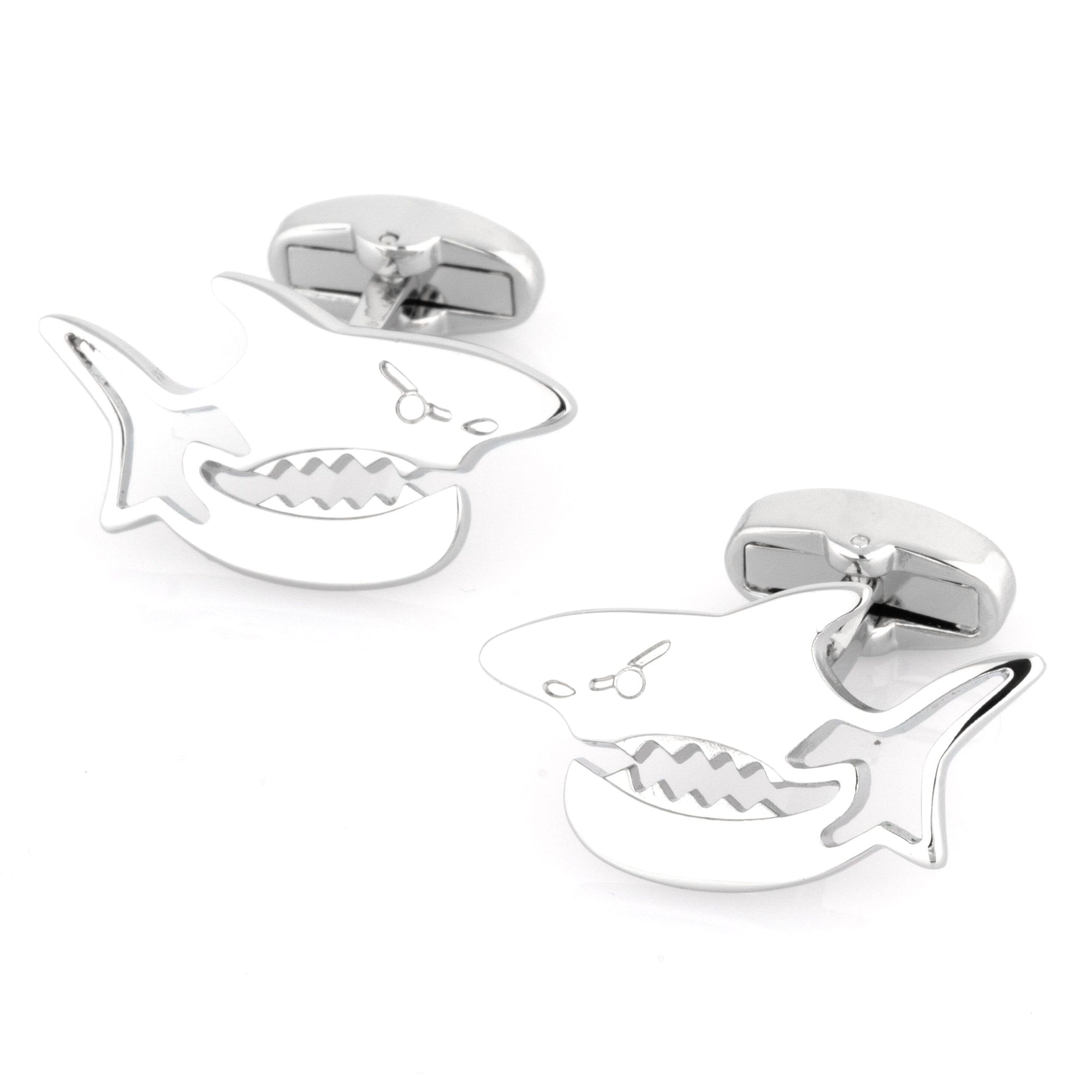 Silver Shark Cufflinks Novelty Cufflinks Clinks Australia Silver Shark Cufflinks 