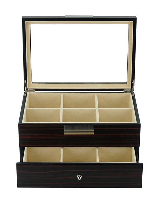 Ebony Wooden Tie Box for 12 Storage Boxes Clinks 