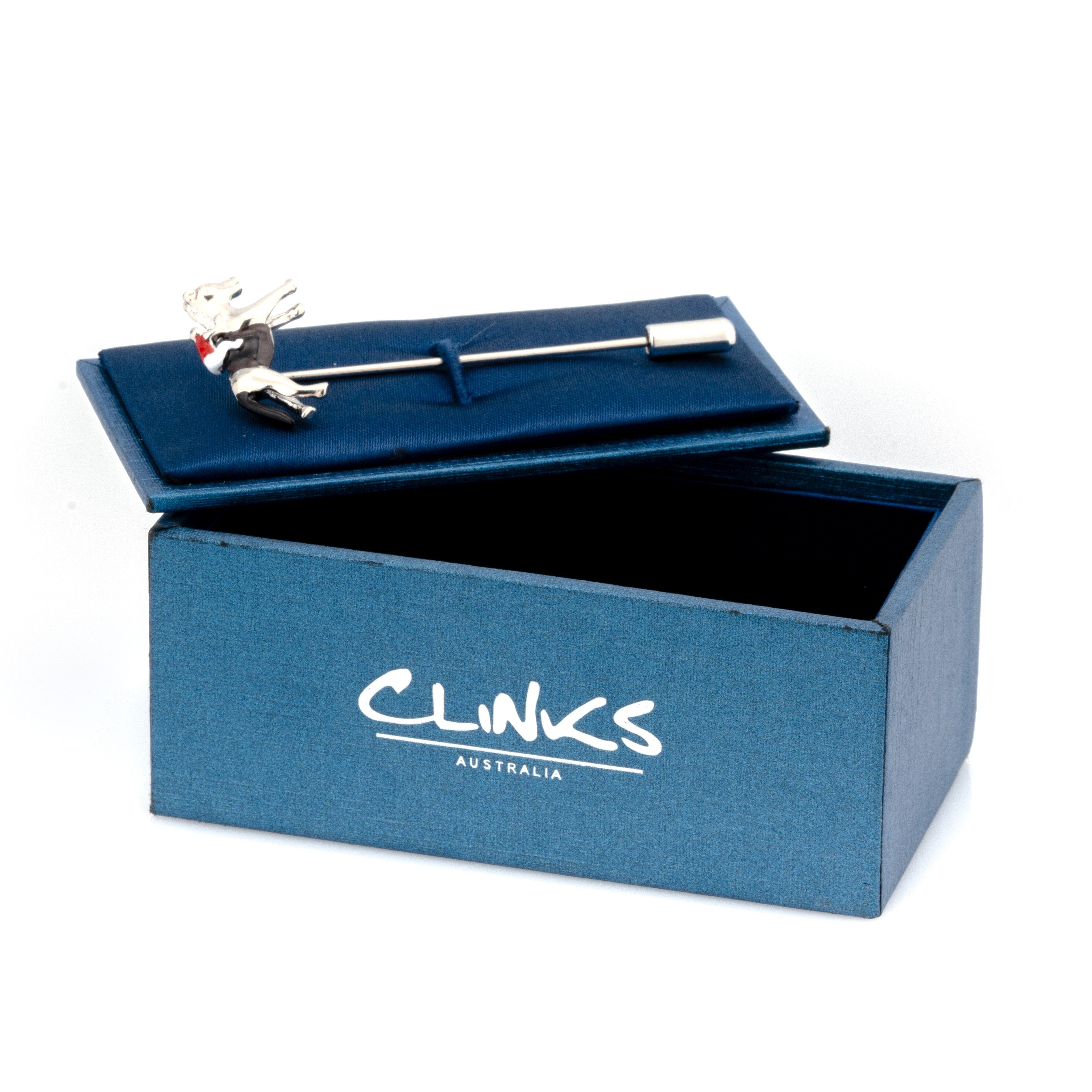 Colour Melbourne Cup Horse Racing Silver Stick Pin Lapel Pin Clinks 