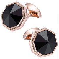 Faceted Black Onyx in Rose Gold Cufflinks Classic & Modern Cufflinks Clinks Australia