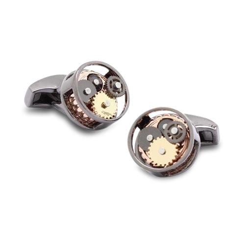 Steampunk Gears Round Gunmetal Cufflinks Novelty Cufflinks Clinks Australia 