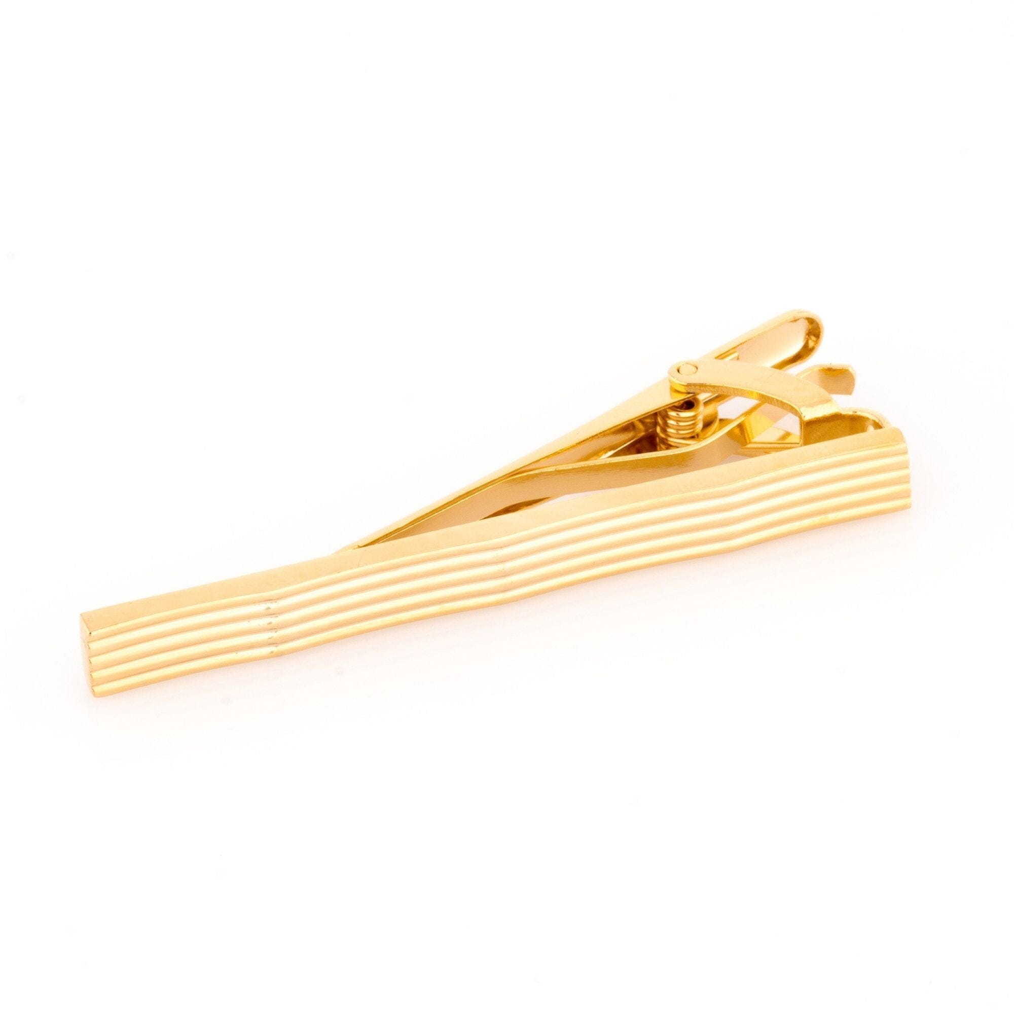 Gold Lines with Waves Tie Clip Tie Bars Clinks 