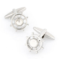 Silver Helm Ships Wheel Cufflinks Novelty Cufflinks Clinks Australia Silver Helm Ships Wheel Cufflinks