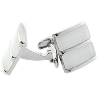 Dual White Ice Cateye Silver Cufflinks Classic & Modern Cufflinks Clinks Australia