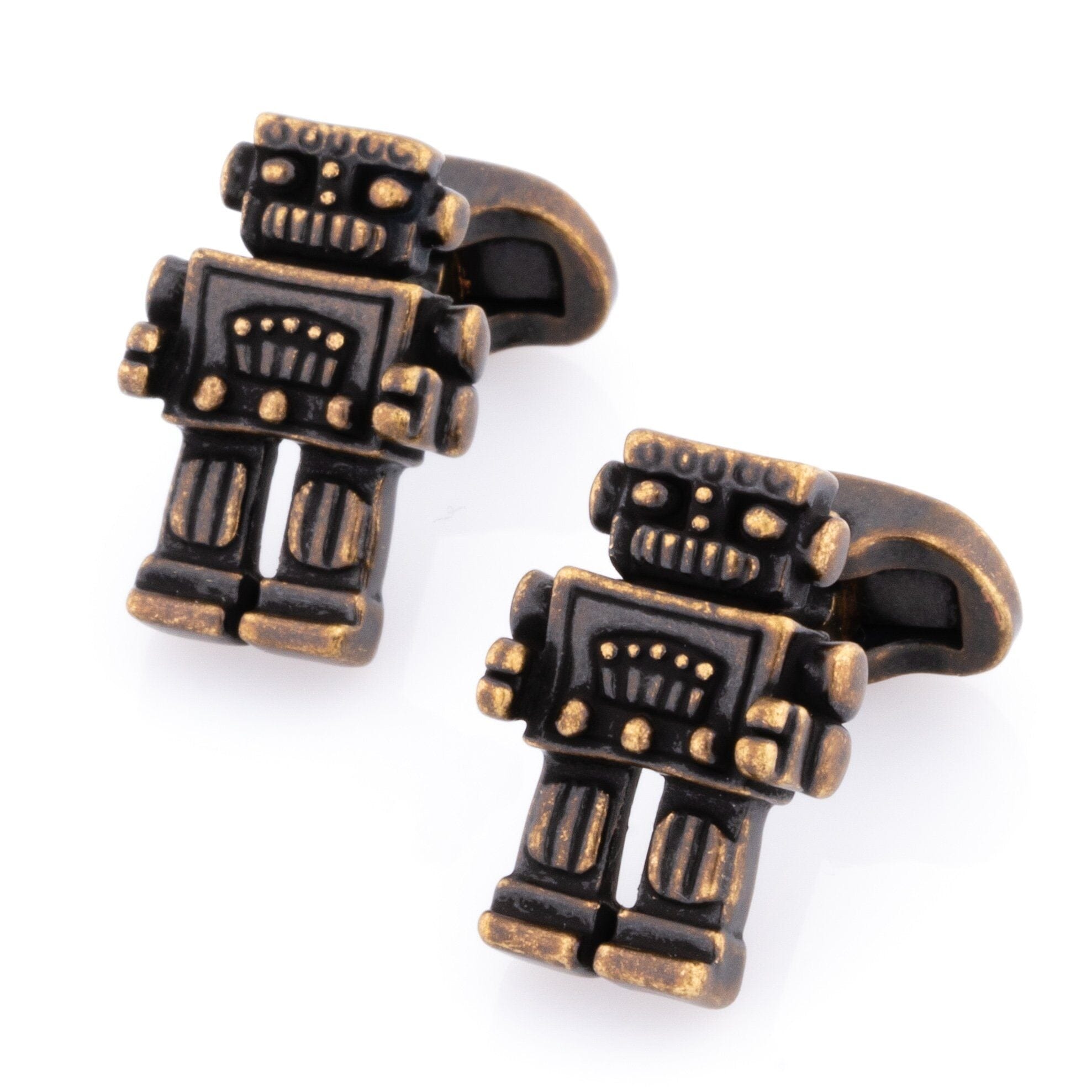 Robot Cufflinks in Antique Burnished Gold Novelty Cufflinks Clinks Australia 