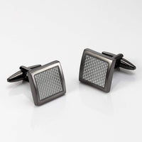 Carbon Fibre in Gunmetal Square Cufflinks Classic & Modern Cufflinks Clinks Australia