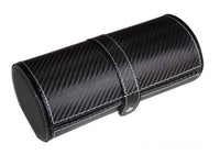 Cufflinks and Watch Roll Case in Black Carbon Fibre Vegan Leather Watch Boxes Clinks