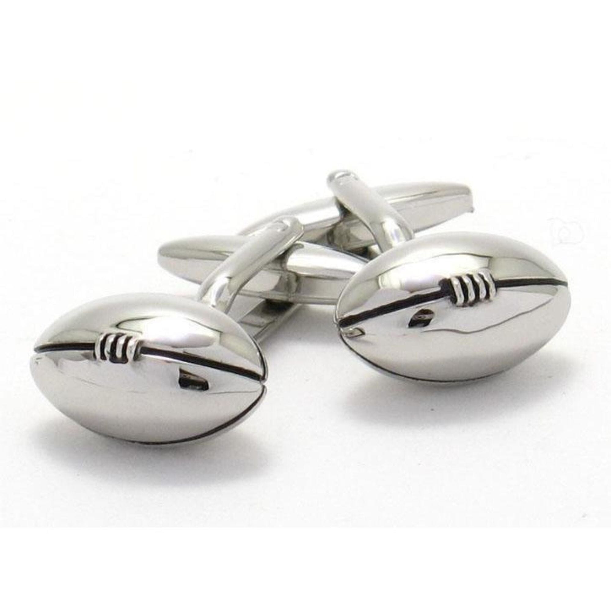 Footy / Rugby Football Silver Cufflinks & Tie Bar Set Gift Set Clinks Australia 