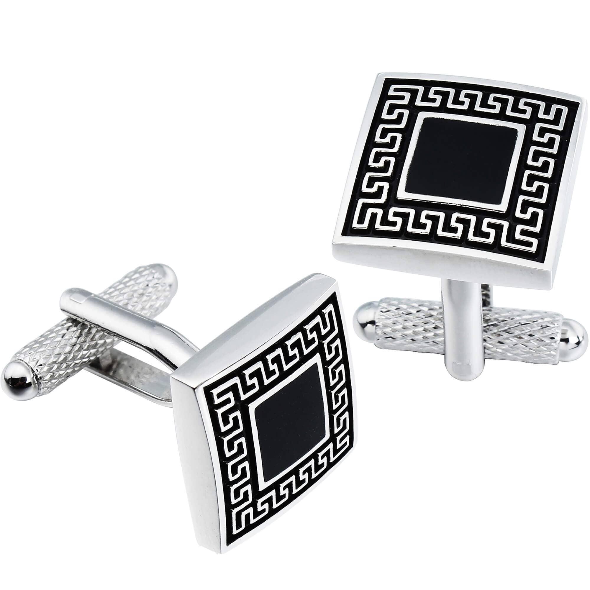 Black Patterned Enamel Cufflinks Classic & Modern Cufflinks Clinks Australia 