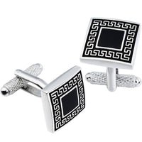 Black Patterned Enamel Cufflinks Classic & Modern Cufflinks Clinks Australia