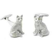 Silver cat with Crystal Eyes Cufflinks Novelty Cufflinks Clinks Australia Silver cat with Crystal Eyes Cufflinks