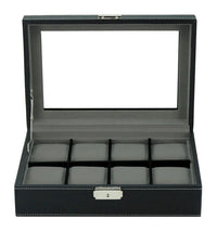 Black Leather Watch Box for 8 Watches Watch Boxes Clinks