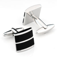 Dual Black Ice Cateye Silver Cufflinks Classic & Modern Cufflinks Clinks Australia