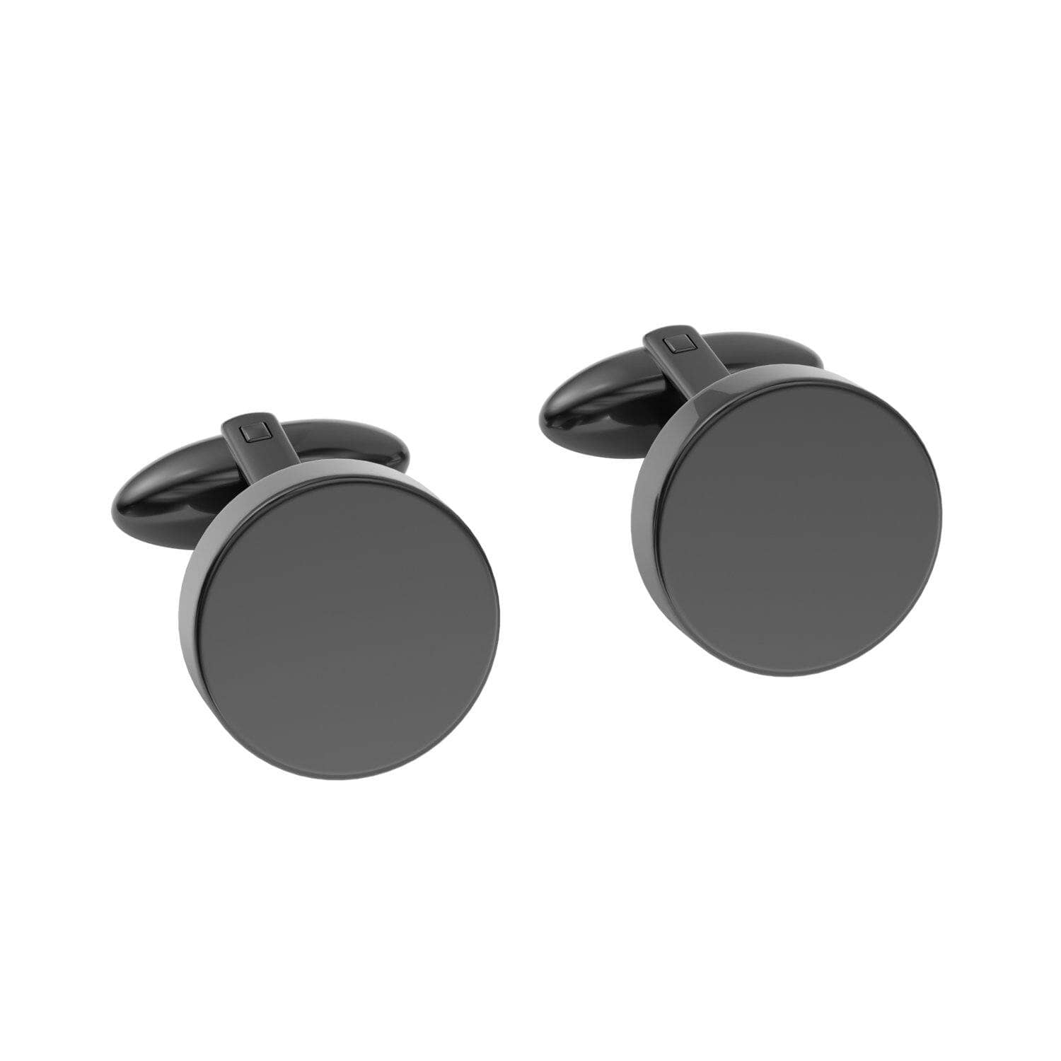 Round Shiny Black Engravable Cufflinks Classic & Modern Cufflinks Clinks Australia 