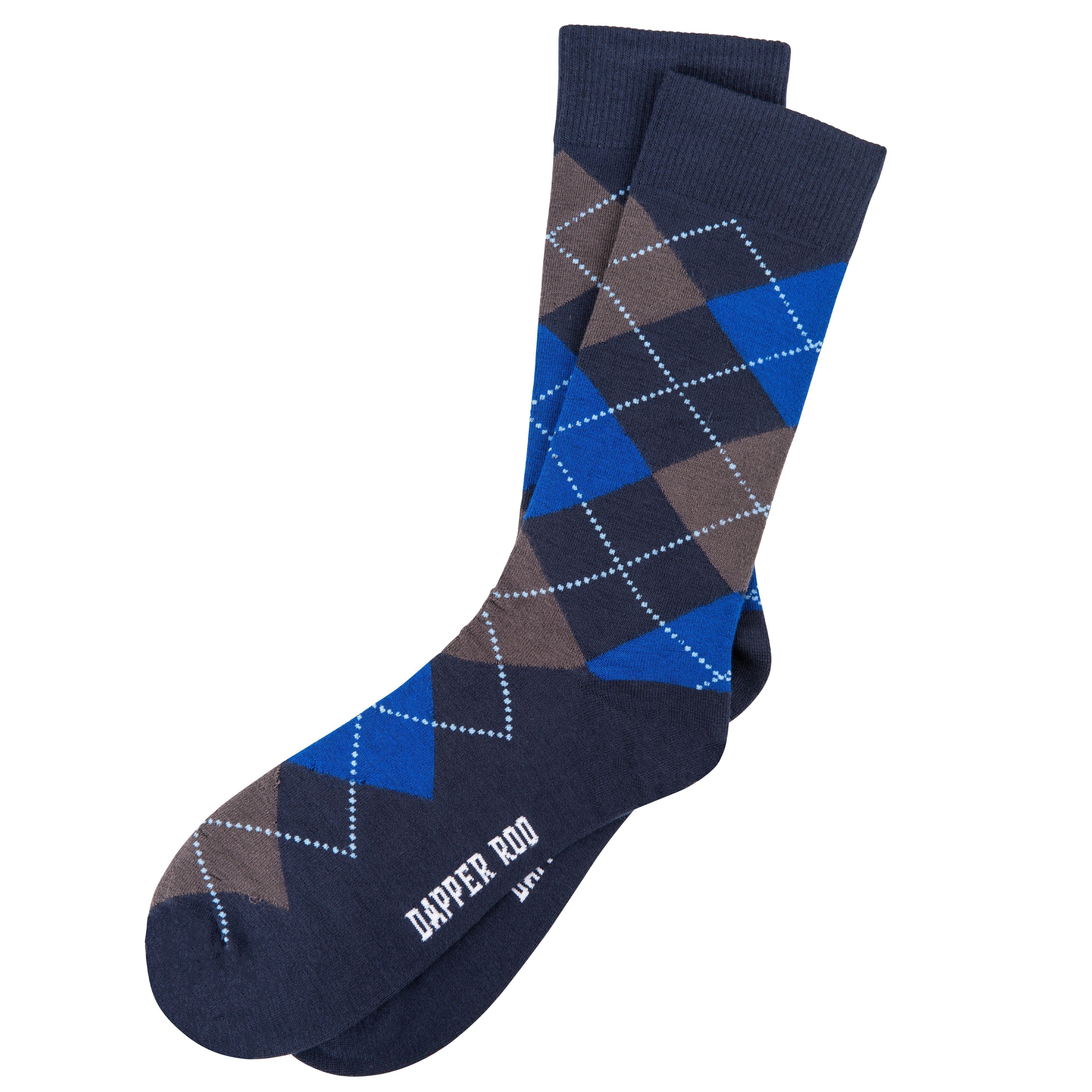 Argyle Tartan Blue Bamboo Socks by Dapper Roo Socks Dapper Roo 