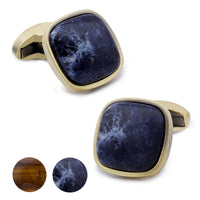 Sodalite in Antique Brass Cufflinks Classic & Modern Cufflinks Clinks Australia