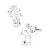 Robot Cufflinks in Shiny Silver Novelty Cufflinks Clinks Australia Robot Cufflinks in Shiny Silver