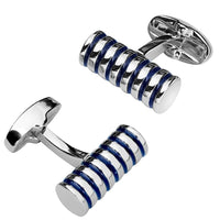 Silver Cylinder with Black Grooves Cufflinks Classic & Modern Cufflinks Clinks Australia