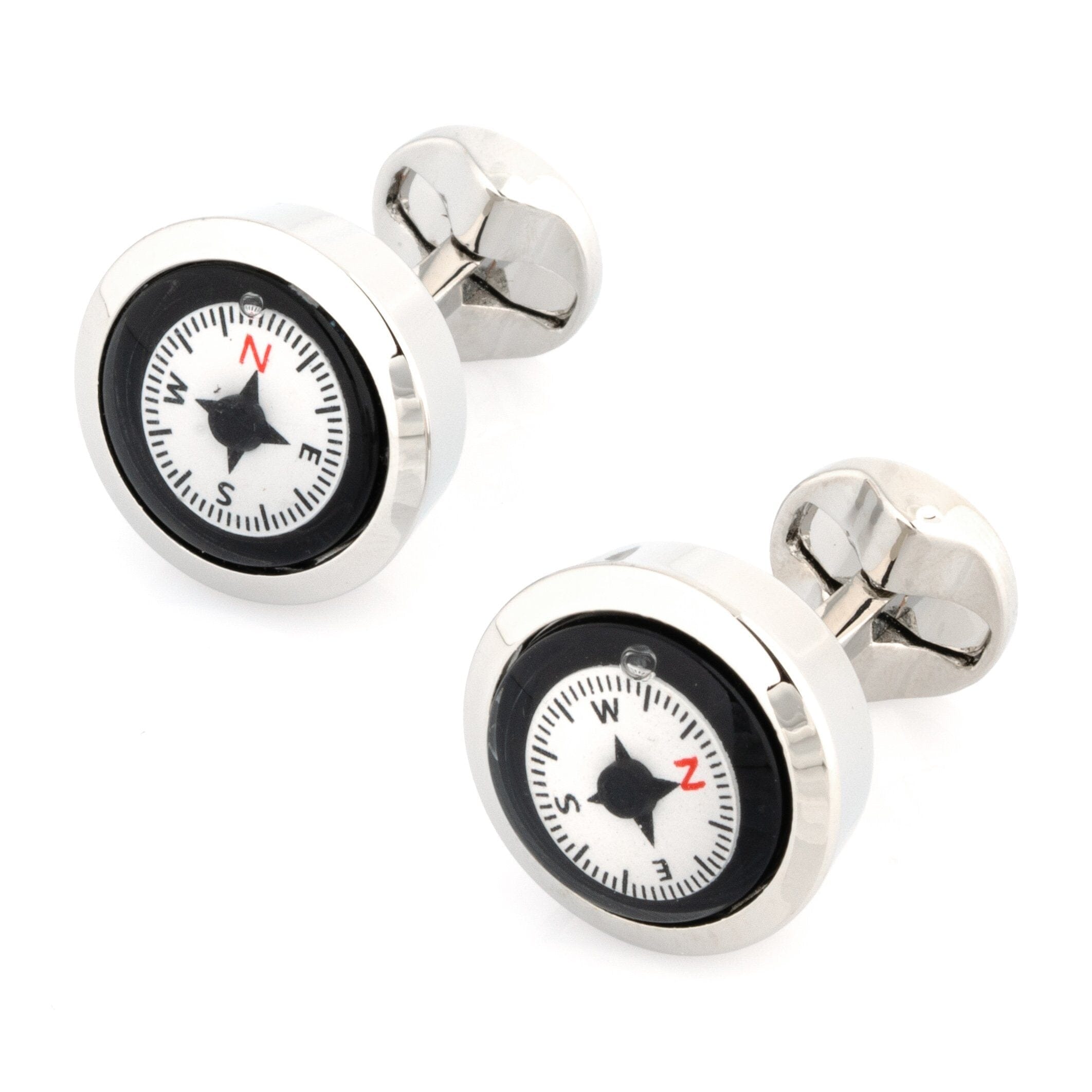 Working Compass Black & White Cufflinks Novelty Cufflinks Clinks Australia 