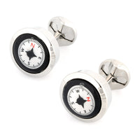 Working Compass Black & White Cufflinks Novelty Cufflinks Clinks Australia