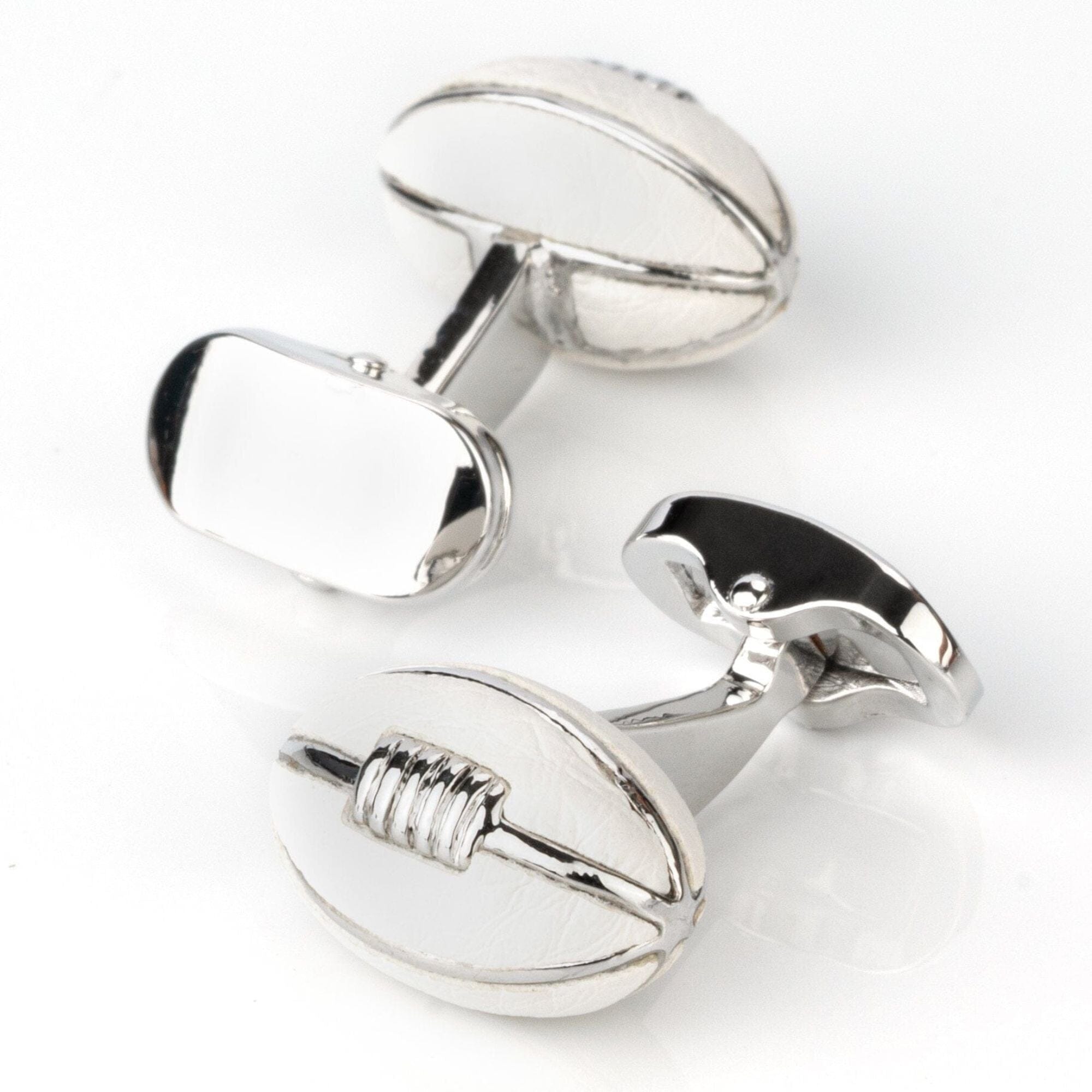 Footy White Leather Football Cufflinks Novelty Cufflinks Clinks Australia 
