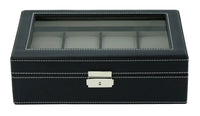 Black Leather Watch Box for 8 Watches Watch Boxes Clinks