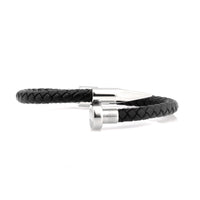 Black Leather Silver Nail and Spike Bracelet Bracelet Clinks Australia Default