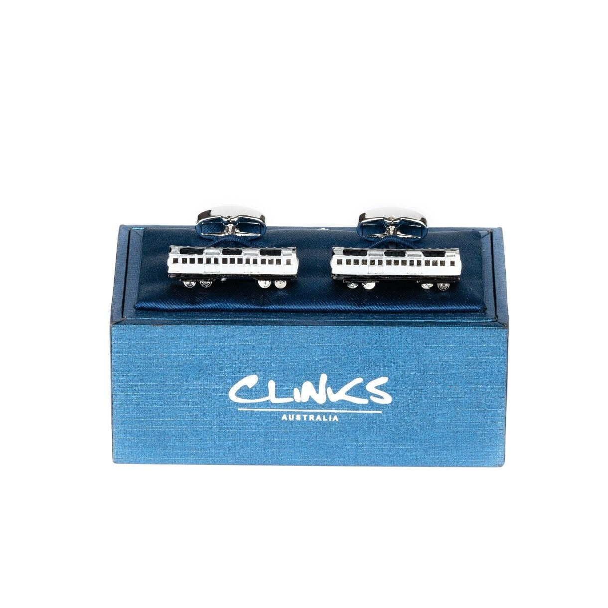 Silver and Black Train Carriage Cufflinks Novelty Cufflinks Clinks Australia 