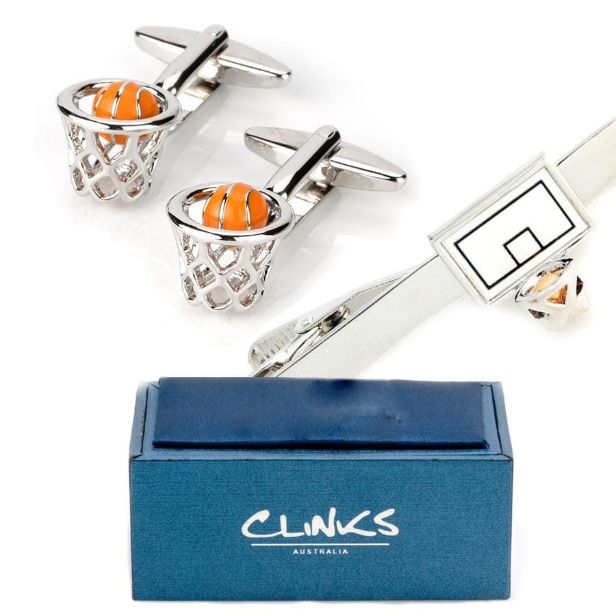 Basketball Hoop NBA Cufflinks & Tie Clip Set Gift Set Clinks Australia 