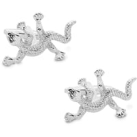 Silver Gecko Lizard Cufflinks Novelty Cufflinks Clinks Australia