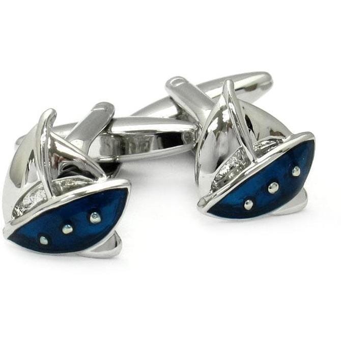 Blue/Silver Sailing Ship Cufflinks Novelty Cufflinks Clinks Australia Blue/Silver Sailing Ship Cufflinks 