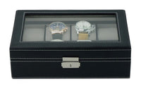 Black Leather Watch Box for 8 Watches Watch Boxes Clinks